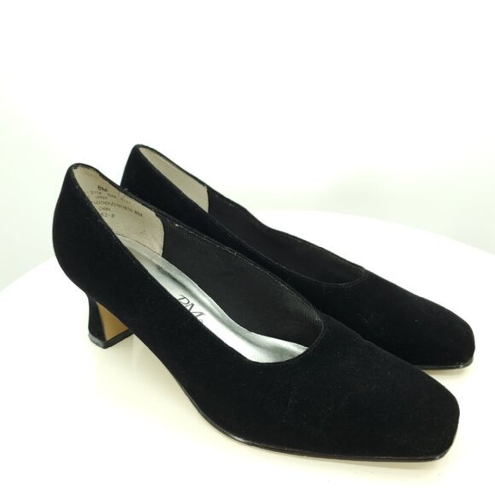 PM Collection by 9.2.5 Velvet Square Toe Pumps 8M Black